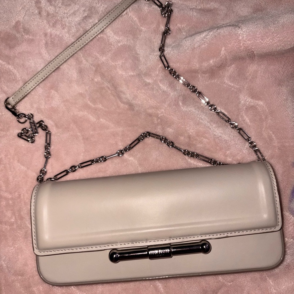 Ted Baker London Cream Clutch/Crossbody  with Silver Chain